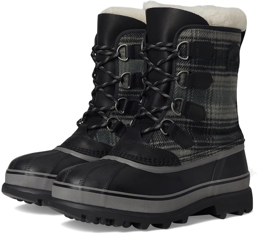 [ソレル] CARIBOU BLACK SOREL Men's Caribou Waterproof Winter Boots, Black/Quarry, 8.5